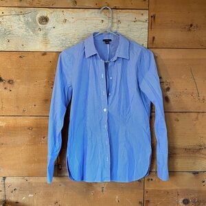 Blue Pinstriped Women's Button-Up Shirt